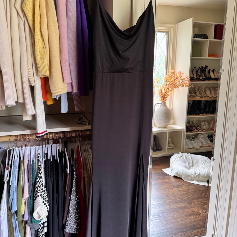 Showpo Black Satin Maxi Dress